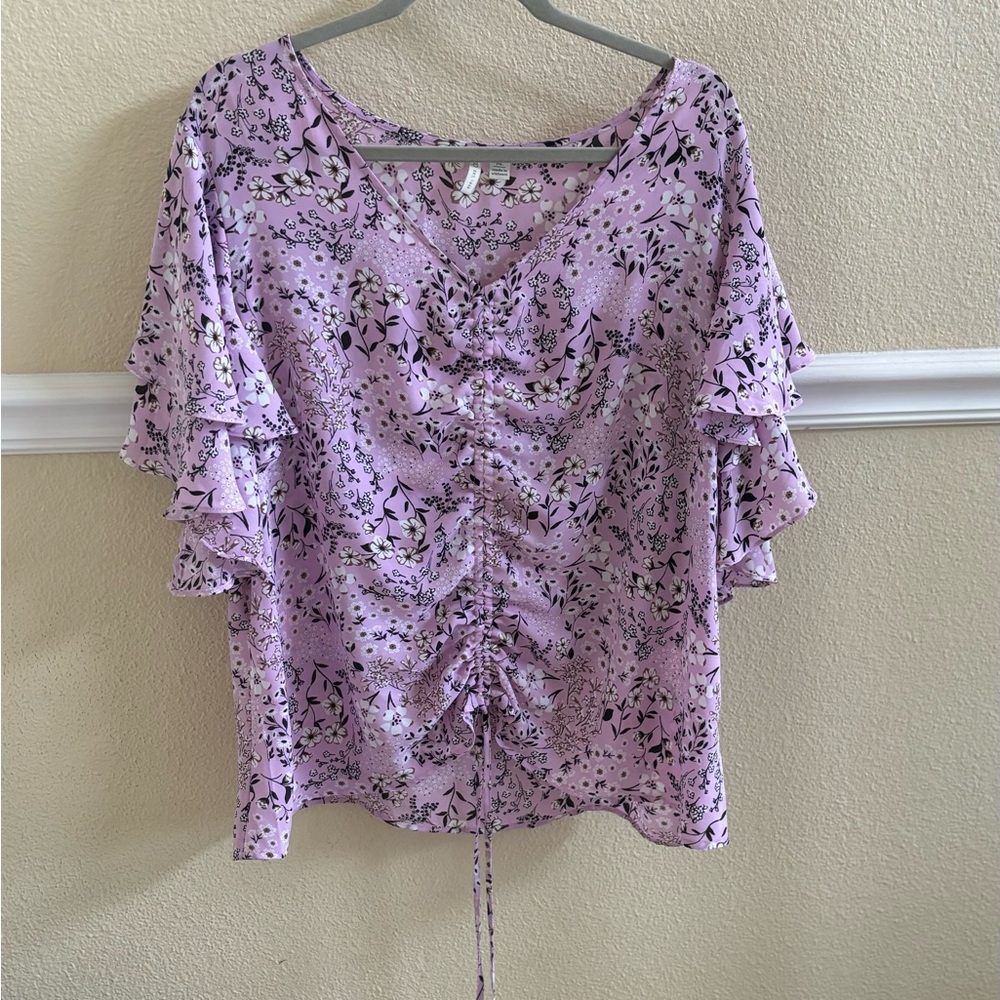 Cato purple floral Spring summer blouse